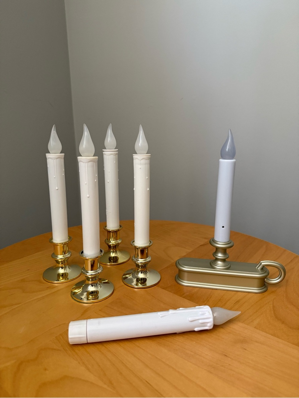Set of 6 Battery Operated Faux Flickering Drip Taper Candles Holiday Decor